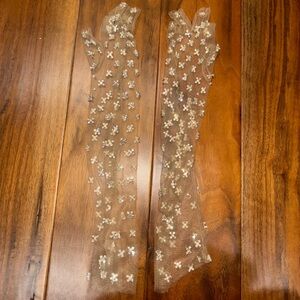 Anthropologie Sheer Floral Embellished fingerless wedding Gloves